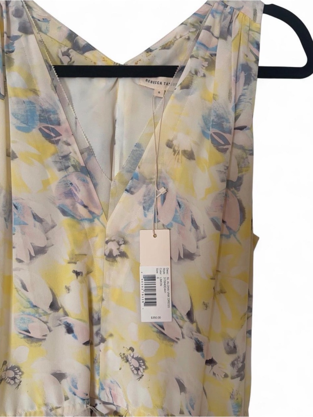 NWT Rebecca Taylor Lemon Yellow Aloha Silk Dress Sz 6